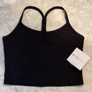 Beyond Yoga Slim Racerback Cropped Tank Sports Bra Darkest Night NWT